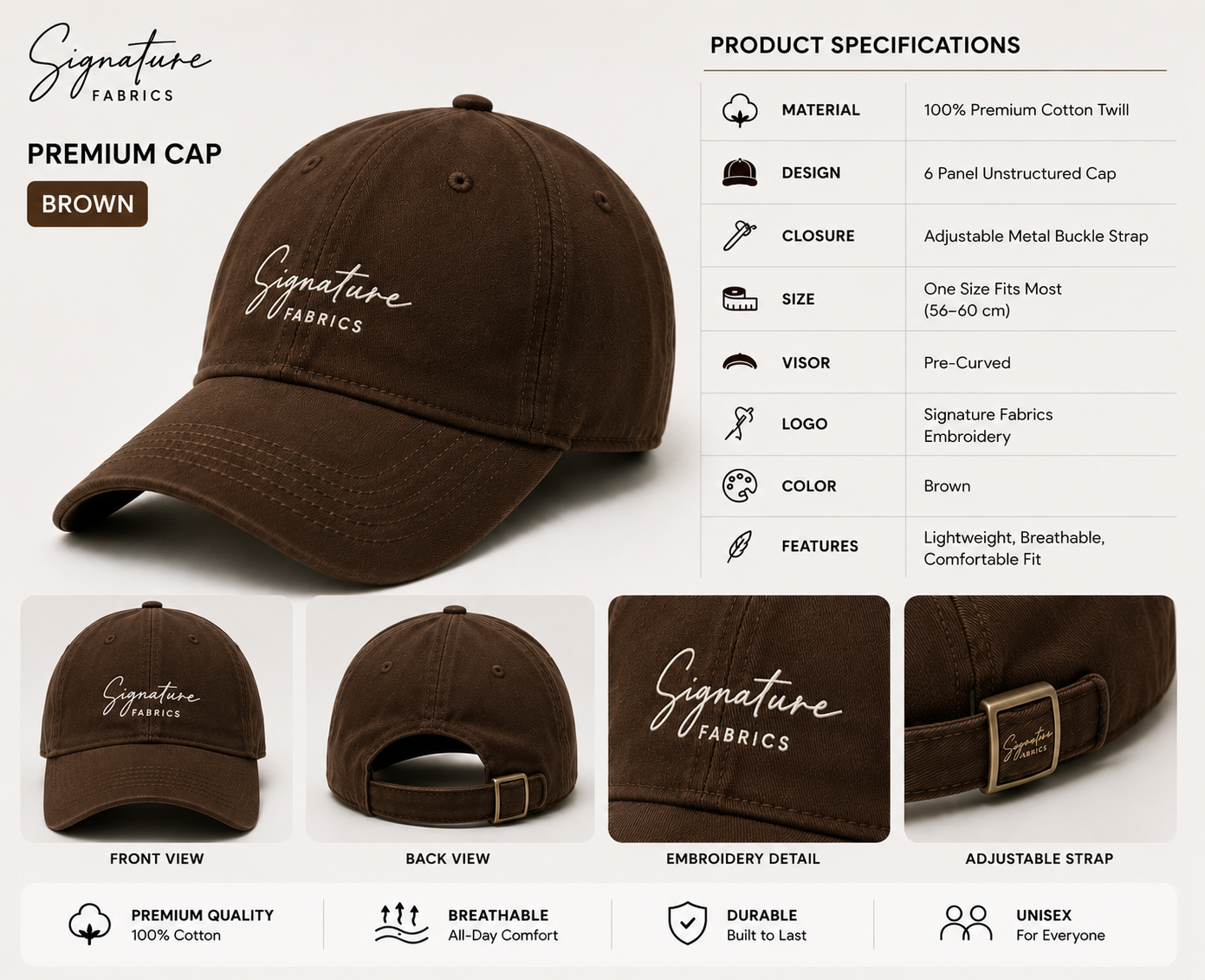 Signature Fabrics Premium Cap