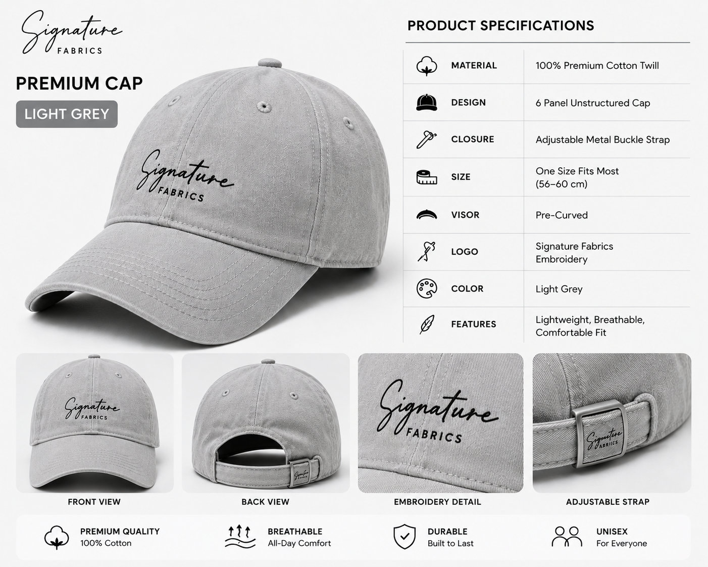 Signature Fabrics Premium Cap