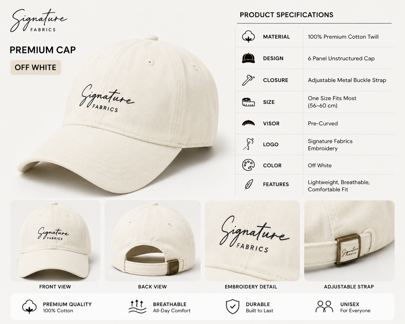 Signature Fabrics Premium Cap