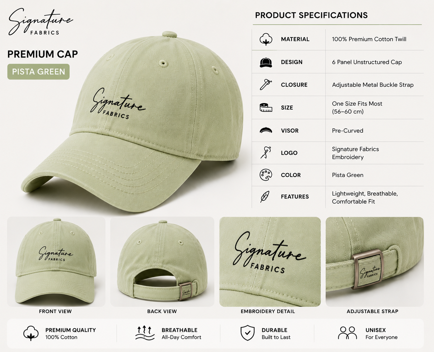 Signature Fabrics Premium Cap